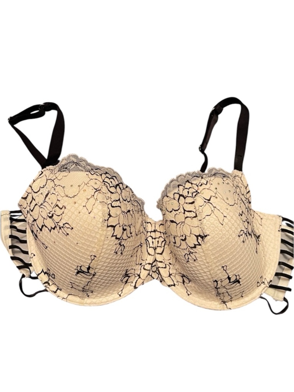 La SENZA Floral Lace Bra - Cream and Black 38 d NWOT